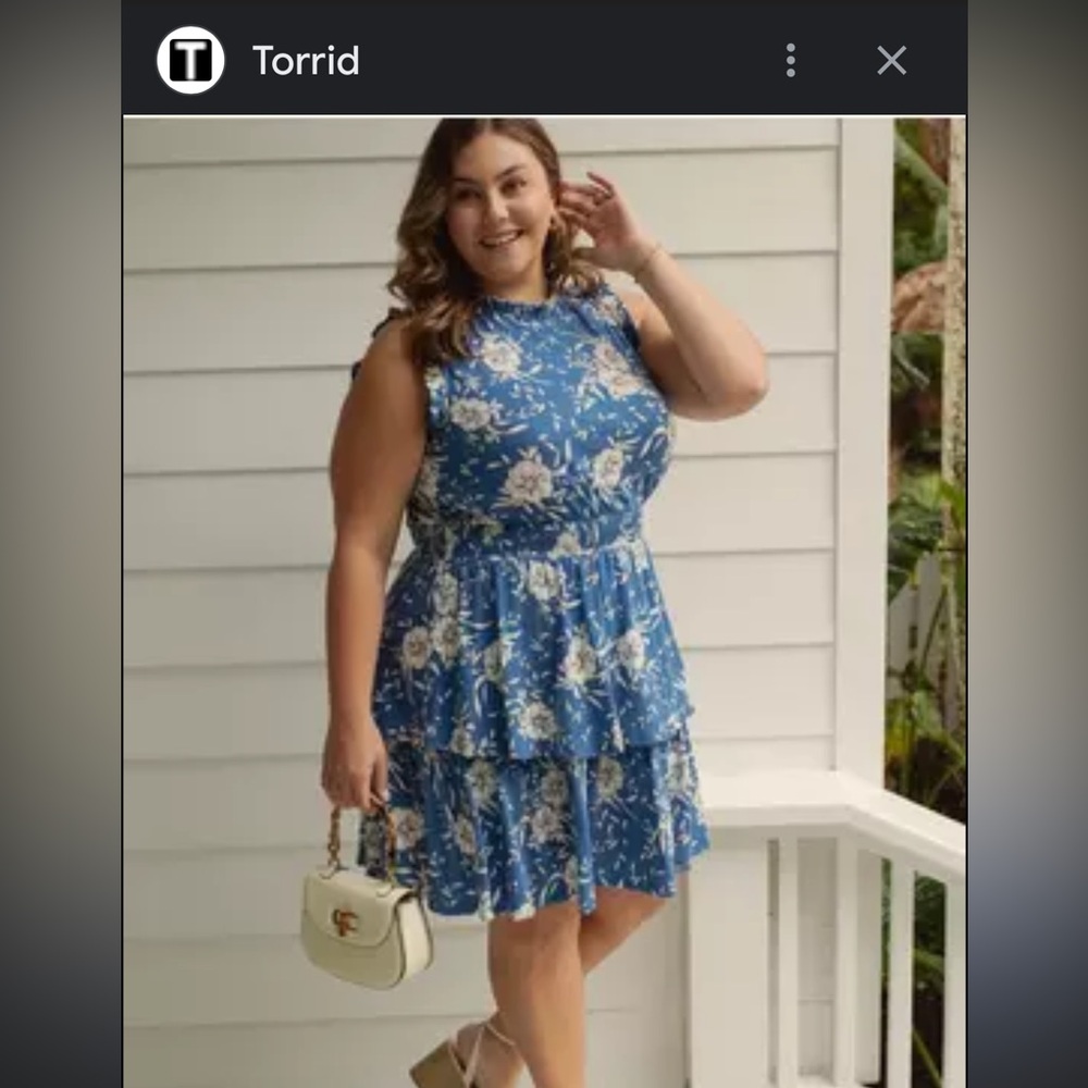 Torrid Blue and White Floral Dress